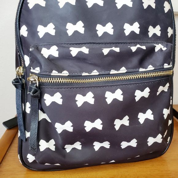 Kate Spade Wilson Road Bow Backpack Small Bradley Travel Bag Black White Print - Picture 6 of 15